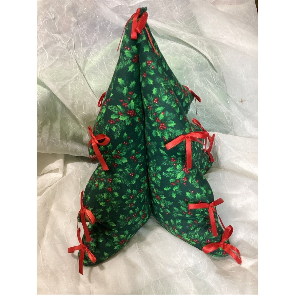 Stuffed Plush Christmas Tree Decoration Fabric Handmade 14" Vintage USA